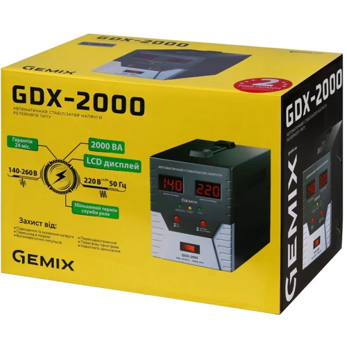 Стабилизатор напряжения Gemix GDX-2000: Количество фаз одна