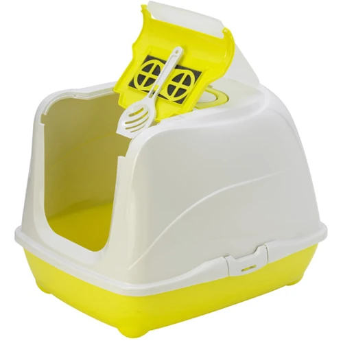 Туалет Moderna Flip Cat для кошек с откидной крышкой, 50х39х37 см лимонный (C230329)