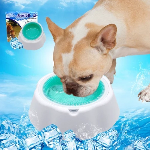 Миска Frosty Bowl для воды с охлаждающим гелем для домашних питомцев (164-12322309): Особенности Противоскользящее основание, С подставкой