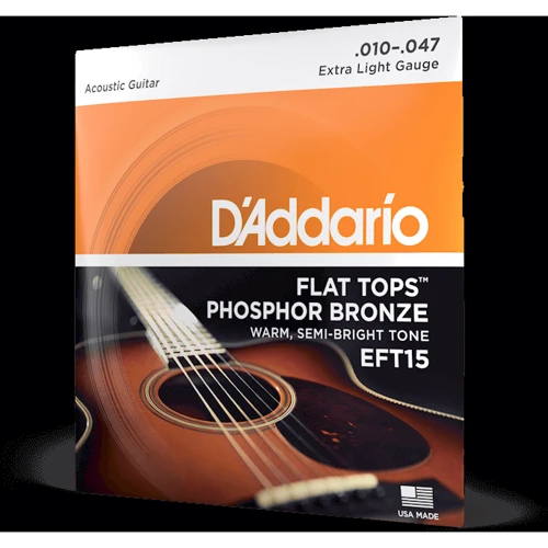 Струна для гітар Струни D'addario EFT15 Flat Tops Phosphor Bronze Extra Light (10-47): Тип Комплект струн