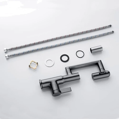 Смеситель для раковины Lefton Single-Hole Rotatable Faucet with Temperature Display-BF2204 Grey