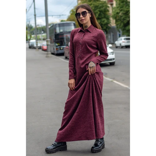 Платье FLFashion Амели ХПА 3121 48 бордовое повседневное длинное макси: Вид Повседневные платья