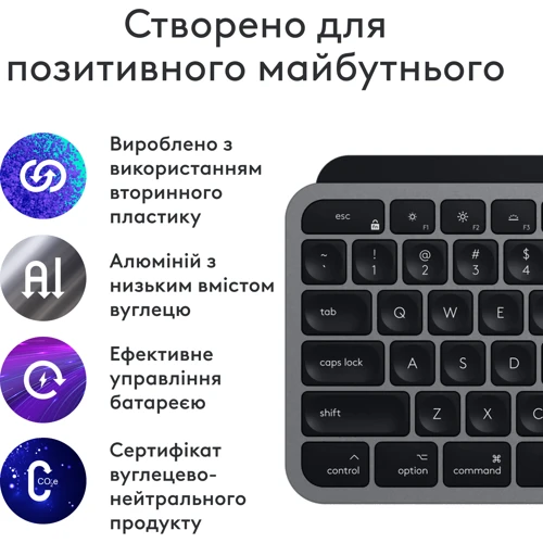 Комплект бездротовий Logitech MX Keys S Combo для Mac Space Gray (920-012845): Призначення Для ПК