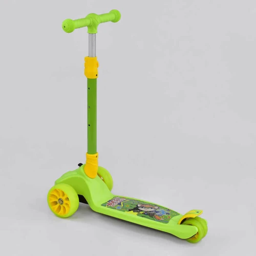 Самокат дитячий триколісний Best Scooter MAXI з світяться колесами PU і складним кермом Light green (76063): Кількість коліс 4