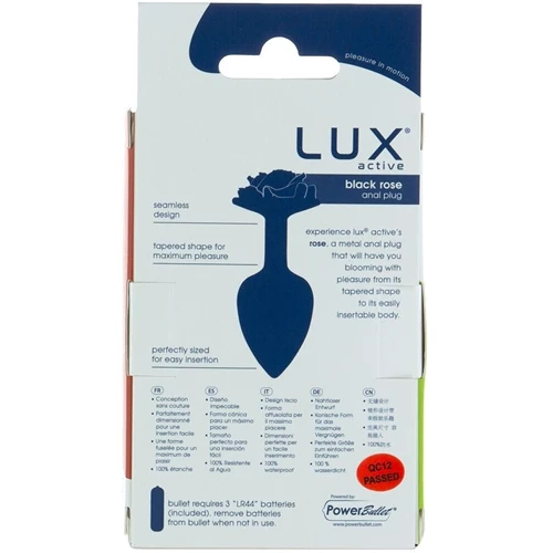 Металлическая анальная пробка LUX Active с розой - Rose Anal Plug - Black, вибропуля в подарок
