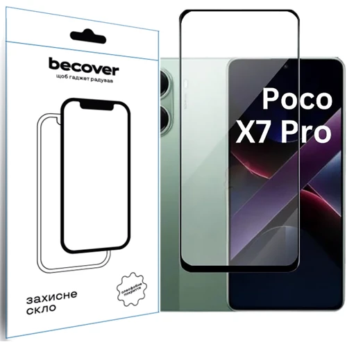 BeCover Tempered Glass Black for Poco X7 Pro (713415)