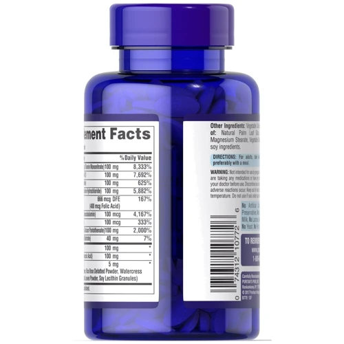 Puritan's Pride Vitamin B-100 Complex 100 coated caplets Витамин B-100 комплекс: Пол Унисекс