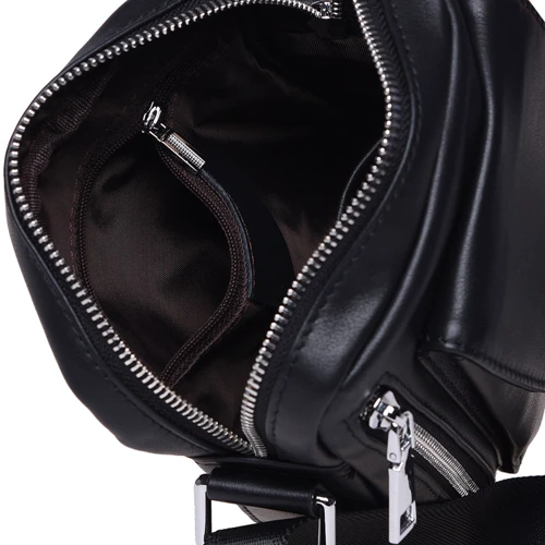 Мужская сумка через плечо Ricco Grande черная (K16426-black): Материал Натуральная кожа