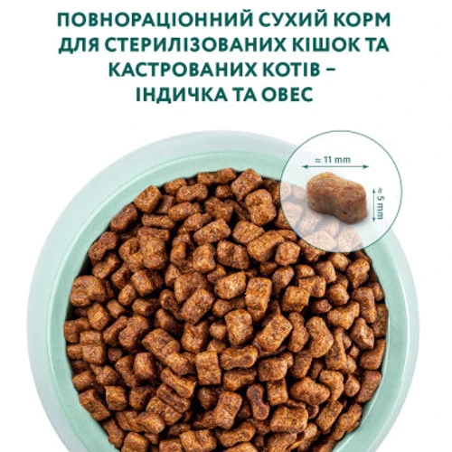 Сухой корм Optimeal Sterilised cats для стерилизованных кошек с индейкой и овсом 0.7 кг (4820215369633): Основные ингредиенты Индейка