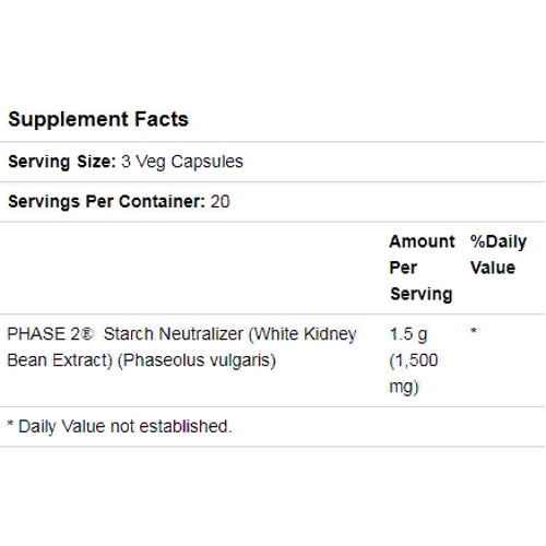 Now Foods Phase 2, Starch Neutralizer, 500 mg, 60 Veg Capsules (NF3020): Форма выпуска Капсулы