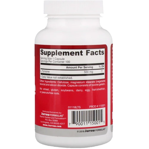 Jarrow Formulas L-Tyrosine 500 mg 100 Caps L-Тирозин: Тип тирозин