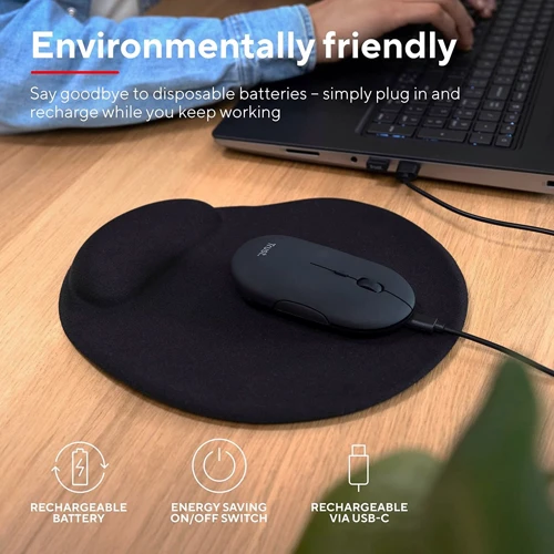 Мышь Trust Puck Wireless/Bluetooth Silent Black (24059): Радиус действия 10 м