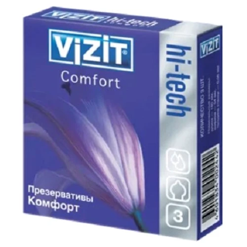 Презервативи латексні VIZIT HI-TECH Comfort комфорт №3: Тип Для натуральних відчуттів