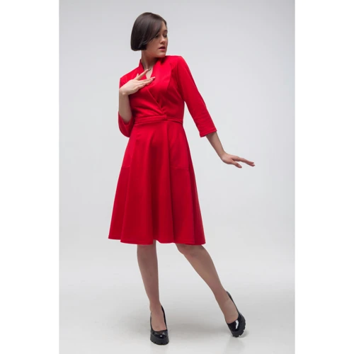 Платье FLFashion Венера СПВ2585 48 красное повседневное удлиненное миди: Вид Повседневные платья