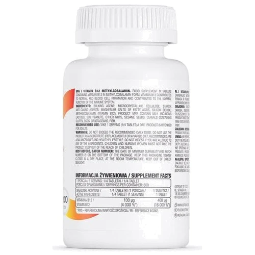 OstroVit Vitamin B12 Methylcobalamin 200 tabs/ 2000 servings: Пол Унисекс