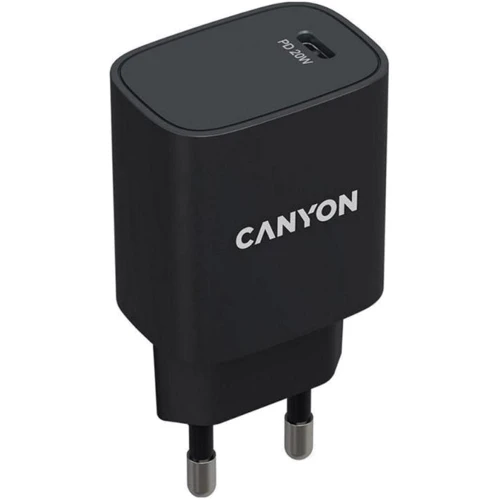 Зарядний пристрій Canyon Wall Charger USB-C H-20-02 20W Black (CNE-CHA20B02)