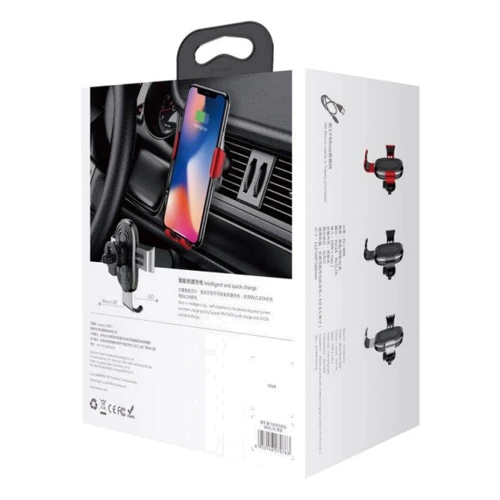 Держатель Baseus Car Holder Wireless Charger Air Vent Mount 10W Red (WXYL-09) фото 7