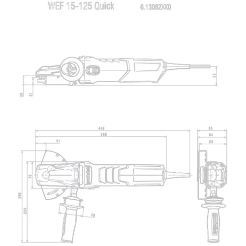 Болгарка (угловая шлифовальная) Metabo WEF 15-125 Quick (613082000): Макс. частота вращения диска 11000 об/мин