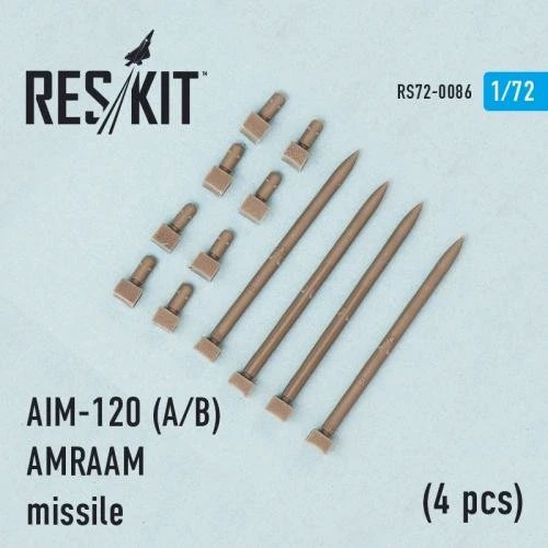 Набор вооружений RESKIT Американская управляемая ракета AIM-120 (A/B) AMRAAM, 4 шт. RS72-0086