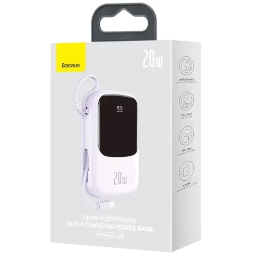 Внешний аккумулятор Baseus Power Bank 20000mAh Qpow Display Quick Charging 20W Purple (PPQD-H05)