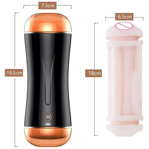 Мастурбатор с двумя входами и вибростимуляцией BOSS Vibrating Masturbation Cup USB 10 function + Interactive Function, BS6300030