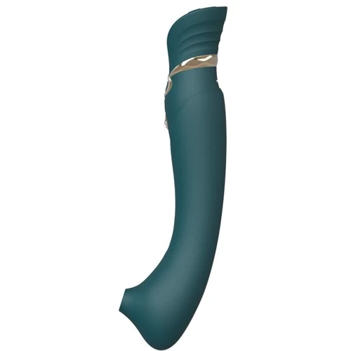 Смартвибратор 3в1 Zalo - Queen Jewel Green, пульсирующая жемчужина и вакуум, кристалл Swarovski