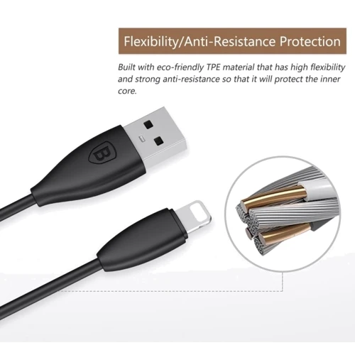 Кабель Baseus USB Cable to Lightning Small Pretty Waist 1.2m Black (CALMY-01): Длина 1,2 м