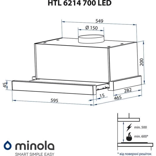 Вытяжка Minola HTL 6214 I 700 LED фото 7