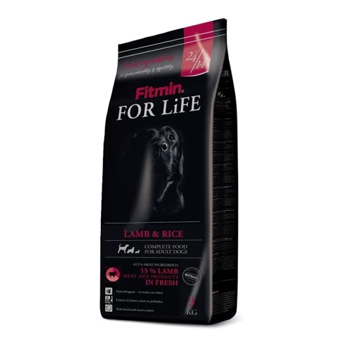Корм для взрослых собак Fitmin dog For Life Lamb & Rice всех пород ( ягненок с рисом) 3 кг (ф1360)