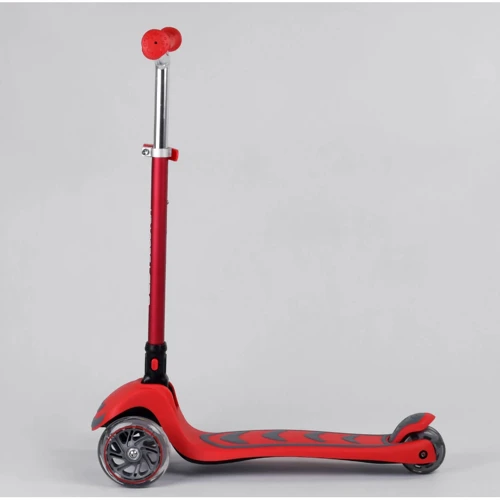 Самокат трехколесный Best Scooter складной алюминиевый руль, 4 колеса PU со светом Red (99639): Максимальная допустимая нагрузка, кг 60 кг