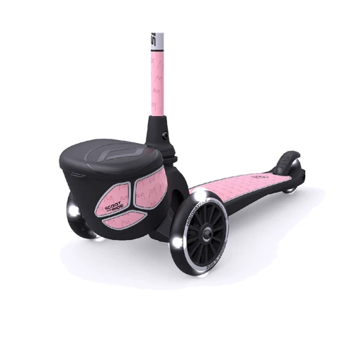 Самокат Scoot&Ride серии Highwaykick-2 со светящимися колесами розовый, 2+ до 50кг: Конструкция рамы складная
