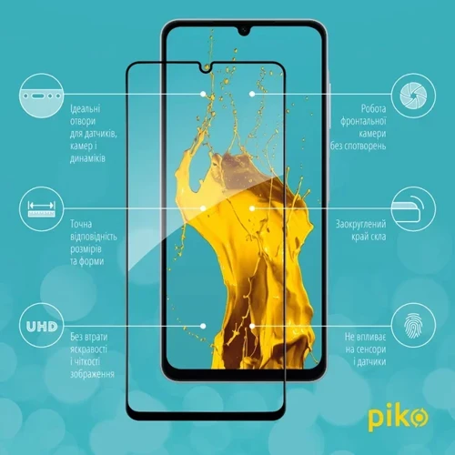 Piko Tempered Glass Full Glue Black for Samsung A066 Galaxy A06 5G: Тип защитное стекло