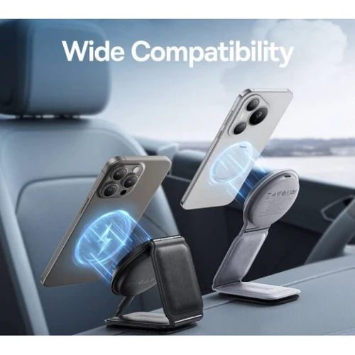Держатель Baseus Car Holder Magnetic C02 Mega Wireless Charging 15W Gray (C40169003831-00) for Apple iPhone 16 I 15 I 14 I 13 I 12 series фото 5