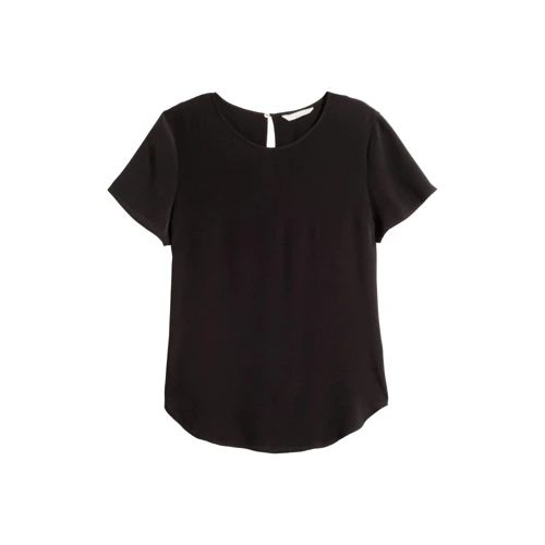 Блуза H&M 3895374 42 черная с коротким рукавом