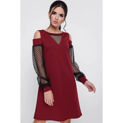 Сукня FashionUp PL-1660A 42 бордове повсякденне до середини стегна: Склад Віскоза, Еластан