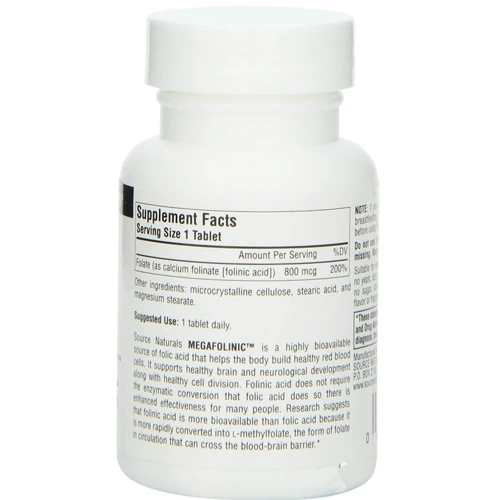 Source Naturals MegaFolinic Bioactive form of folic acid (В9) 800 mcg 120 tabs: Тип вітамін B