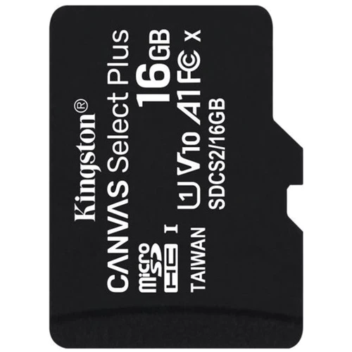 Карта памяти Kingston 16GB microSDHC UHS-I U1 V10 A1 Canvas Select Plus + adapter (SDCS2/16GB): Тип карты MicroSDHC