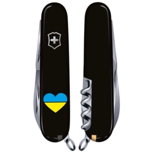 Мультитул Victorinox Spartan Ukraine 91мм/12 функций /черный /Сердце сине-желтое (1.3603.3_T1090u): Тип мини-мультитул