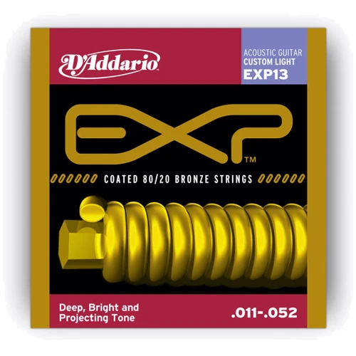Струна для гитар Струны D`ADDARIO EXP13 EXP 80/20 BRONZE CUSTOM LIGHT 11-52: Назначение Для акустической гитары