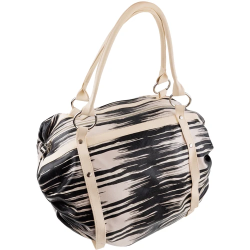 Женская сумка бочонок Laskara черно-белая (LK-10251-zebra): Фактура Зернистая, Матовая