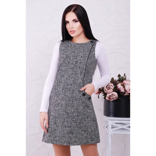 Платье FashionUp PL-1559A-42 42 серое повседневное до середины бедра