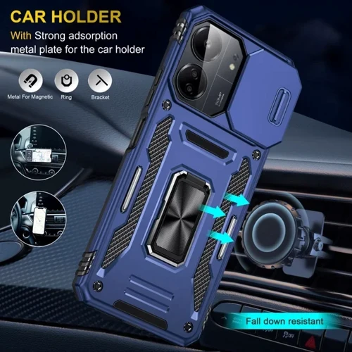 Чохол для телефона Mobile Case Camshield Army Ring Navy для Xiaomi Redmi 13C / Poco C65: Плівка в комплекті нет