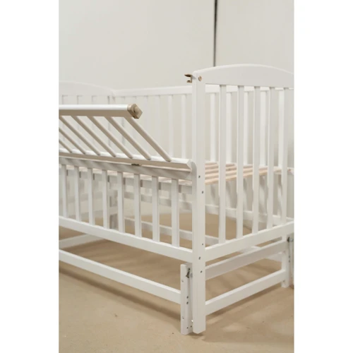 Кровать VALERI на шарнирах с откидной боковиной на подшипнике (600x1200) (бук) белая