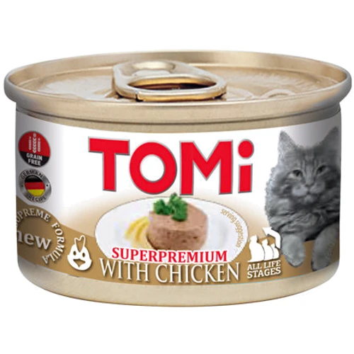 Консервы для котов TOMi Chicken КУРИЦА, мусс, 85 г