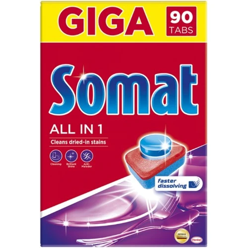Таблетки Somat All in one для мытья посуды в посудомоечной машине 90 шт