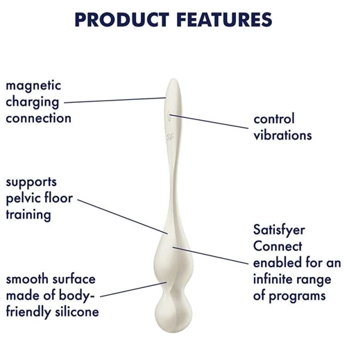 Вагинальные шарики с вибрацией Satisfyer Love Birds 1 Connect App White