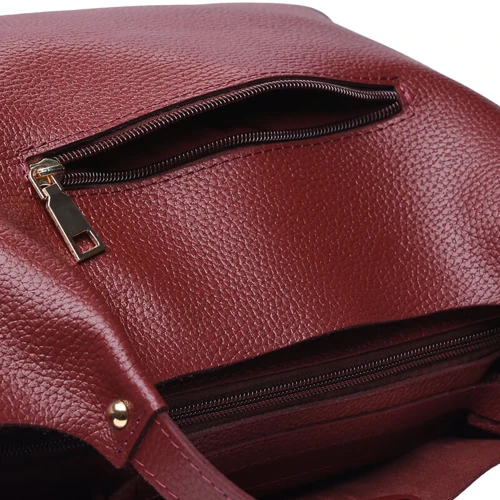 Женская сумка шоппер Ricco Grande бордовая (1L943-burgundy): Фактура Матовая, Зернистая