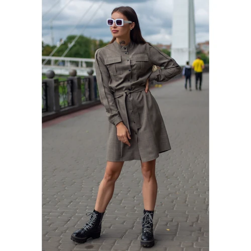 Платье FLFashion Хоо ХПХ 3258 52 хаки повседневное до середины бедра: Длина рукава Длинный