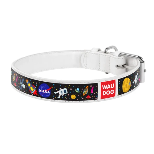 Ошейник WAUDOG Design с рисунком "NASA" 12 мм 18-24 см белый (0012-0047-15): Цвет белый