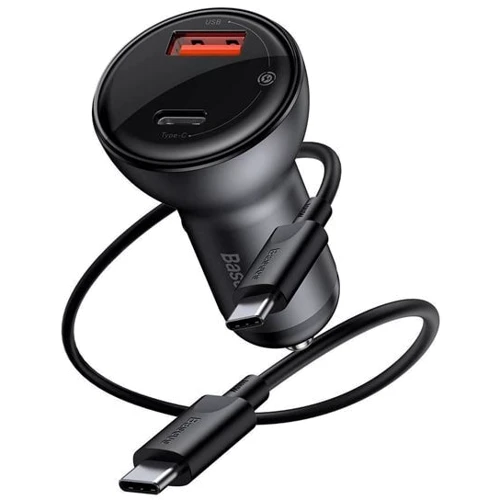 Зарядное устройство Baseus USB Car Charger Mini with Cable USB-C to USB-C 45W Black (TZCCBX-C0G)